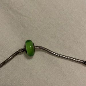Green sparkle glass pandora charm